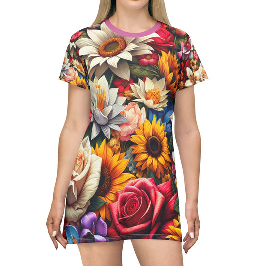 Floral Pattern T-Shirt Dress - Perfect for Spring & Summer Events