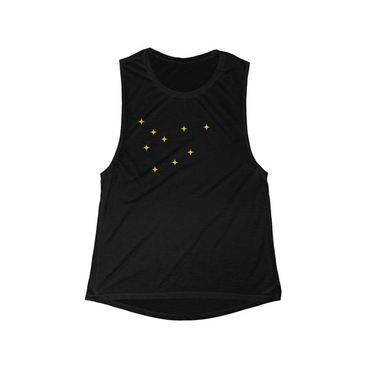 Flowy Scoop Muscle Tank with Star Constellation Design