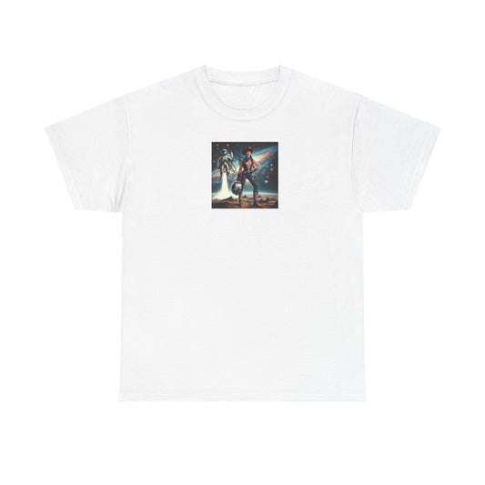 Cosmic Adventure Unisex Heavy Cotton Tee - Retro Space Cowboy Design
