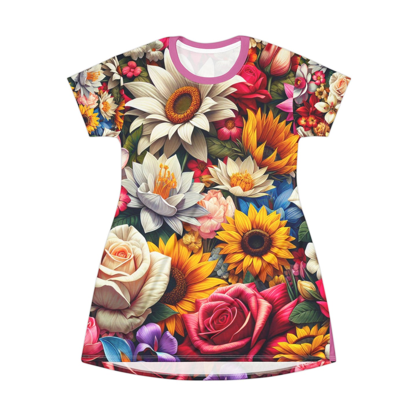 Floral Pattern T-Shirt Dress - Perfect for Spring & Summer Events